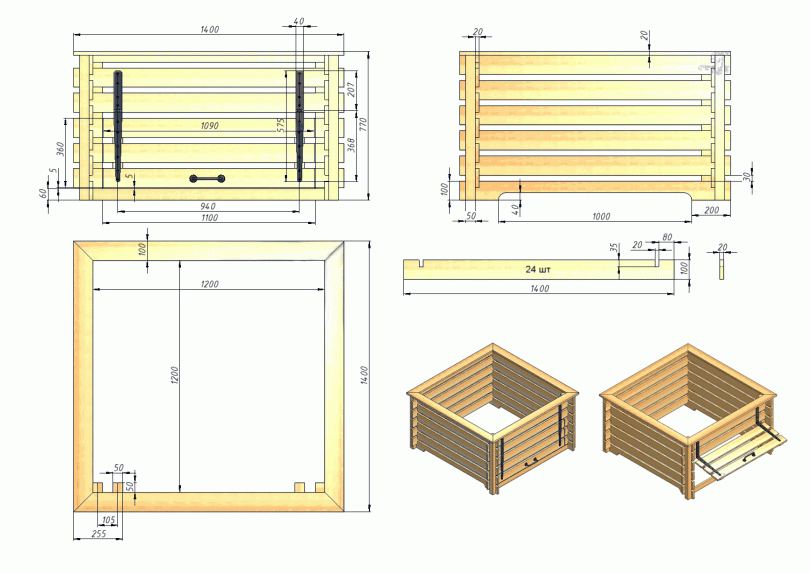 Схема компостного ящика